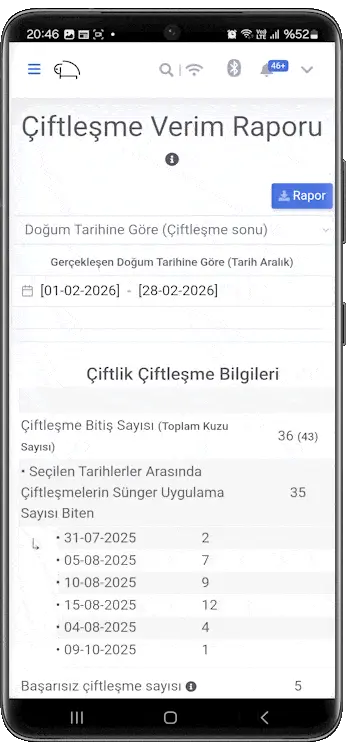 Üretim ve Çiftleşme Takibinde Gelişmiş Raporlama